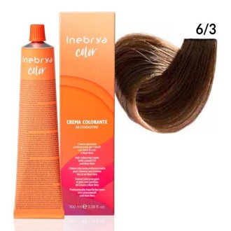 Inebrya Color GOLDEN Hair Coloring Cream (gold) - profesionalūs plaukų dažai, 100 ml - 6/3 Dark
