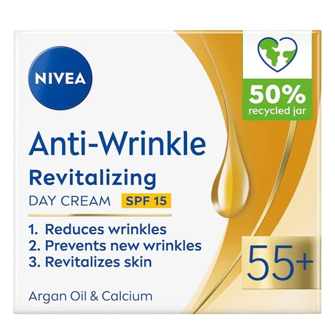 Nivea Anti-Wrinkle Revitalizing 55+ - dieninis kremas nuo raukšlių, 50 ml