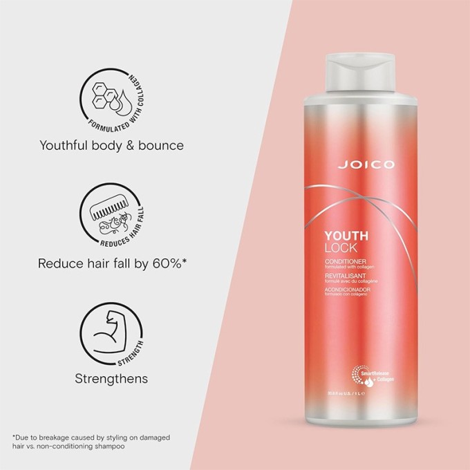 Joico Youth Lock Conditioner - kondicionierius sausiems ir lūžinėjantiems plaukams, 1000 ml