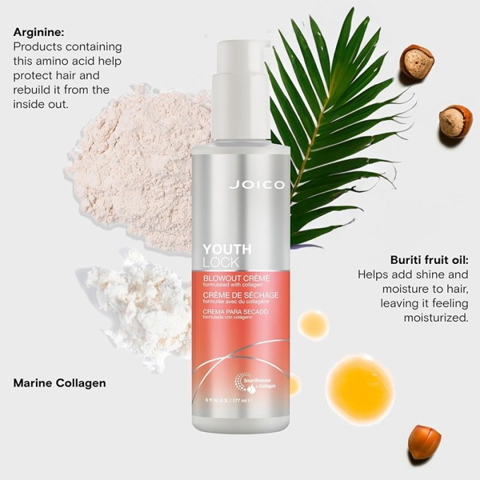 Joico Youth Lock Blowout Creme - nenuplaunamas plaukų kremas, skirtas apsaugoti brandžius ir