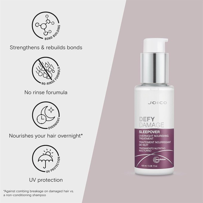 Joico Defy Damage Sleepover Overnight Nourishing Treatment - naktinė plaukų priežiūros priemonė