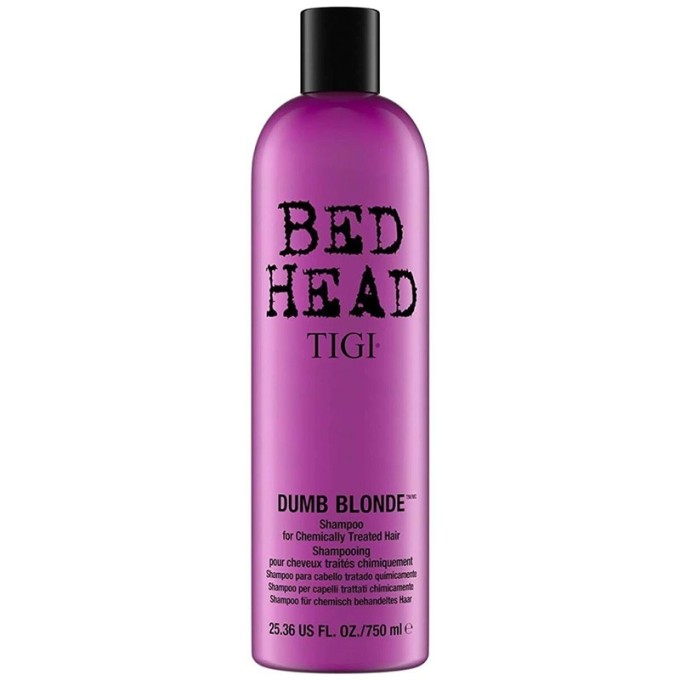 Tigi Bed Head Dumb Blonde Shampoo - šampūnas chemiškai apdorotiems šviesiems plaukams, 750 ml