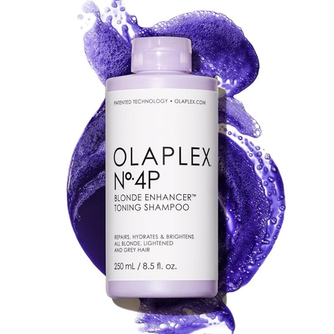 Olaplex Blonde Enhancer No.4P Shampoo - violetinis šampūnas šviesintiems ir žilams plaukams, 250 ml