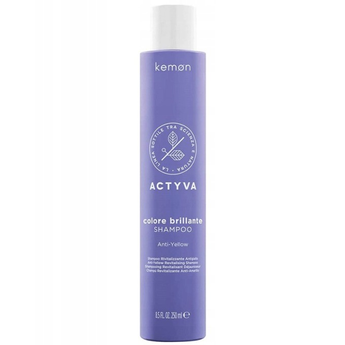 Kemon Actyva Colore Brillante Anti-Yellow Shampoo - neutralizuojantis šampūnas šviesiems plaukams
