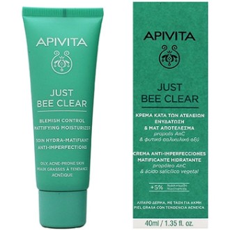Apivita Just Bee Clear - drėkinamasis veido kremas su niacinamidu, 40 ml