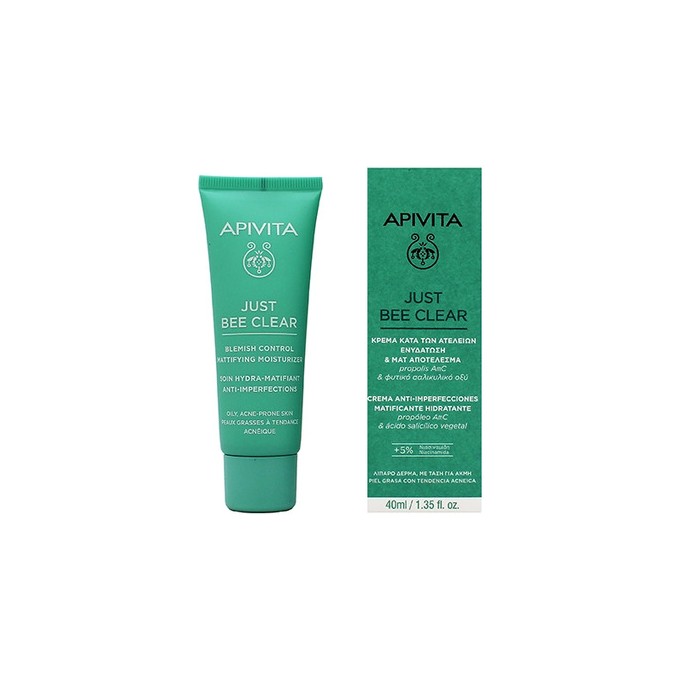 Apivita Just Bee Clear - drėkinamasis veido kremas su niacinamidu, 40 ml