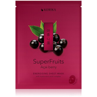 KORIKA Superfruits Acai Berry Energising Sheet Mask - energizuojanti lakštinė kaukė, 25 g