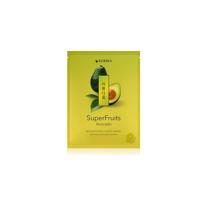 KORIKA Superfruits Avocado Nourishing Sheet Mask - maitinamoji lakštinė kaukė, 25 g