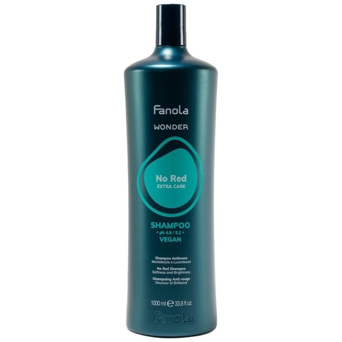 Fanola Wonder No Red Extra Care Shampoo - neutralizuojantis šampūnas tamsiems plaukams, 1000 ml