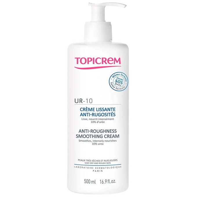 Topicrem UR10 Anti Roughness Smoothnig Cream - kūno kremas sausai ir šiurkščiai odai, 500 ml