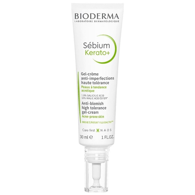 Bioderma Sébium Kerato+ Anti-Blemish High Tolerance Gel-Cream - gelinis kremas, skirtas į aknę