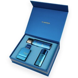 Al Haramain Amber Oud Aqua Dubai Dárková sada Extrait de Parfum 75 ml, Extrait de Parfum 30 ml a tělový závoj 250 ml 75ml
