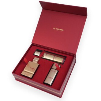 Al Haramain Amber Oud Ruby Edition Gift Set - dovanų rinkinys - EDP 75 ml, EDP 30 ml ir kūno