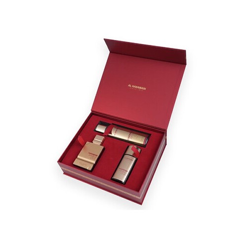 Al Haramain Amber Oud Ruby Edition Dárková sada EDP 75 ml, EDP 30 ml a tělový závoj 250 ml 75ml