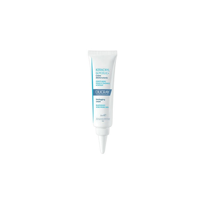 Ducray Keracnyl Glycolic+ Unclogging Cream - neužkemšantis porų kremas inkštirams šalinti, 30 ml