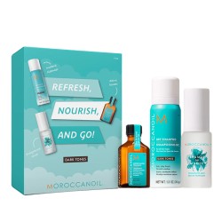 Moroccanoil Refresh, Nourish and Go-Dark Tones Set - plaukų priežiūros rinkinys tamsiems plaukams