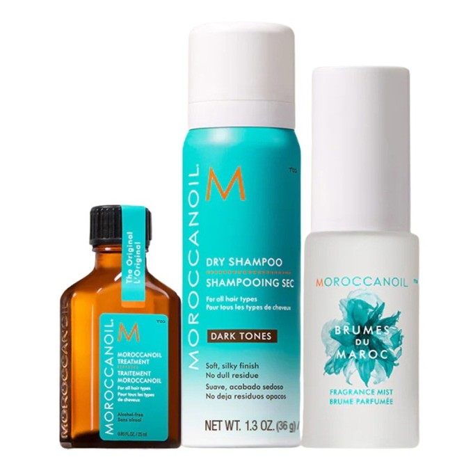 Moroccanoil Refresh, Nourish and Go-Dark Tones Set - plaukų priežiūros rinkinys tamsiems plaukams