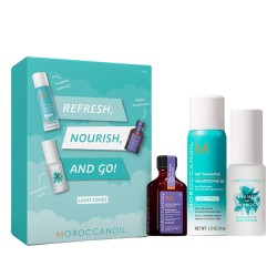Moroccanoil Refresh, Nourish and Go-Light Tones - plaukų priežiūros rinkinys šviesiems plaukams