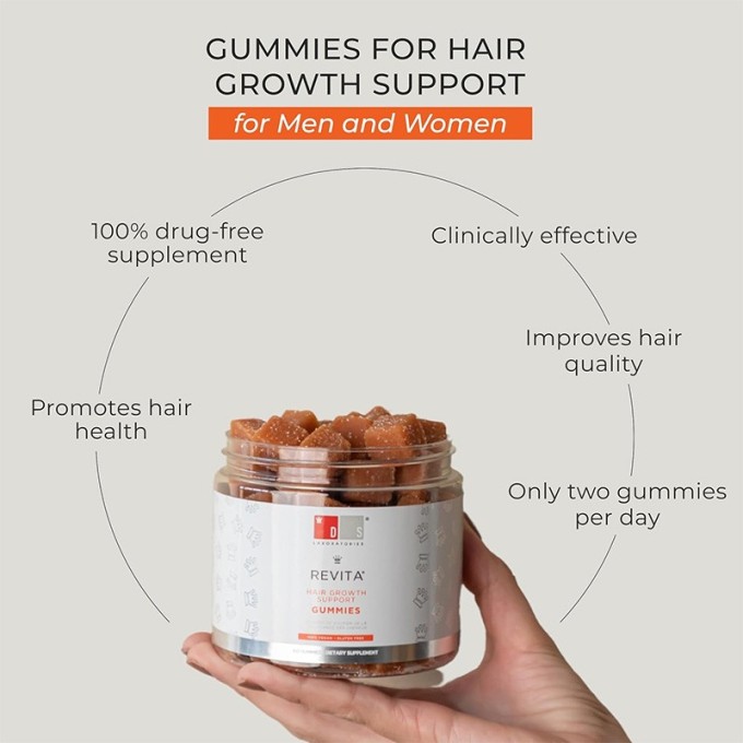 DS Laboratories Revita Hair Growth Support Gummies - maisto papildas plaukų augimui, 60 vnt.
