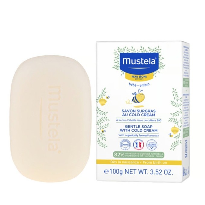 Mustela Gentle Soap with Cold Cream - maitinamasis muilas, skirtas švelniai valyti sausą kūdikių ir