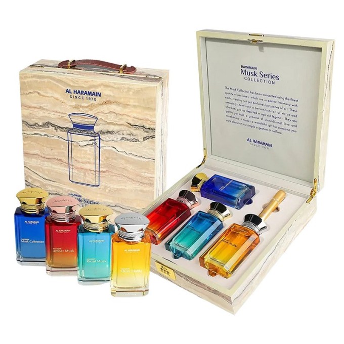 Al Haramain Musk Series Collection Gift Set - dovanų rinkinys - EDP 4 x 100 ml ir atomaizeris