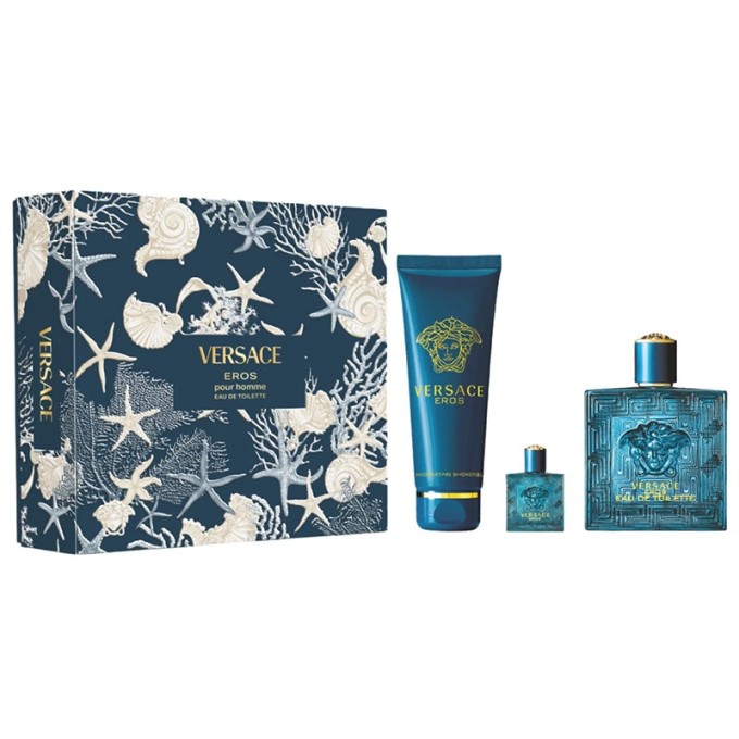 Versace Eros Dárková sada EDT 100 ml, sprchový gel 150 ml a miniaturka