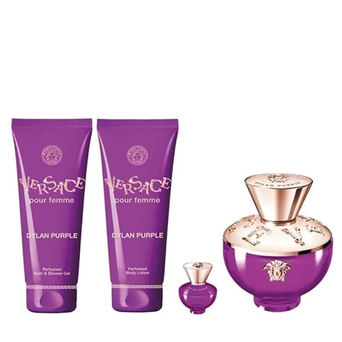 Versace Dylan Purple Gift Set - dovanų rinkinys - EDP 100 ml, dušo želė 100 ml, kūno losjonas 100
