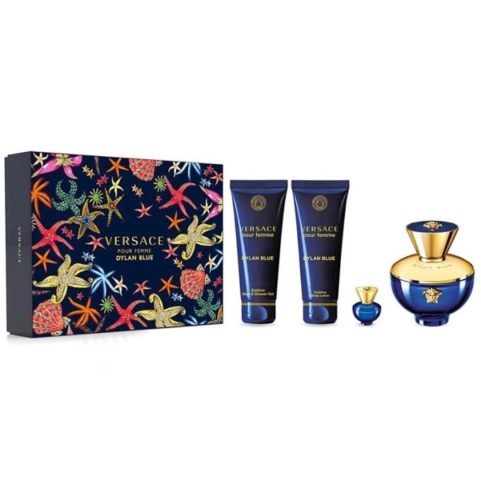 Versace Dylan Blue pour Femme EDP Gift Set - rinkinys - EDP 100 ml, kūno losjonas 100 ml, dušo želė