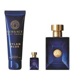Versace Dylan Blue EDT Gift Set - dovanų rinkinys vyrams - EDT 100 ml, mini EDT 5 ml ir dušo želė