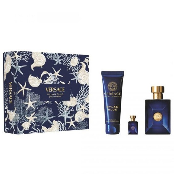 Versace Dylan Blue EDT Gift Set - dovanų rinkinys vyrams - EDT 100 ml, mini EDT 5 ml ir dušo želė