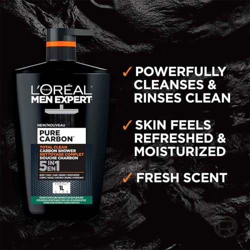 L´Oréal Men Expert Pure Carbon Totan Clean Carbon Shower - dušo želė vyrams, 1000 ml