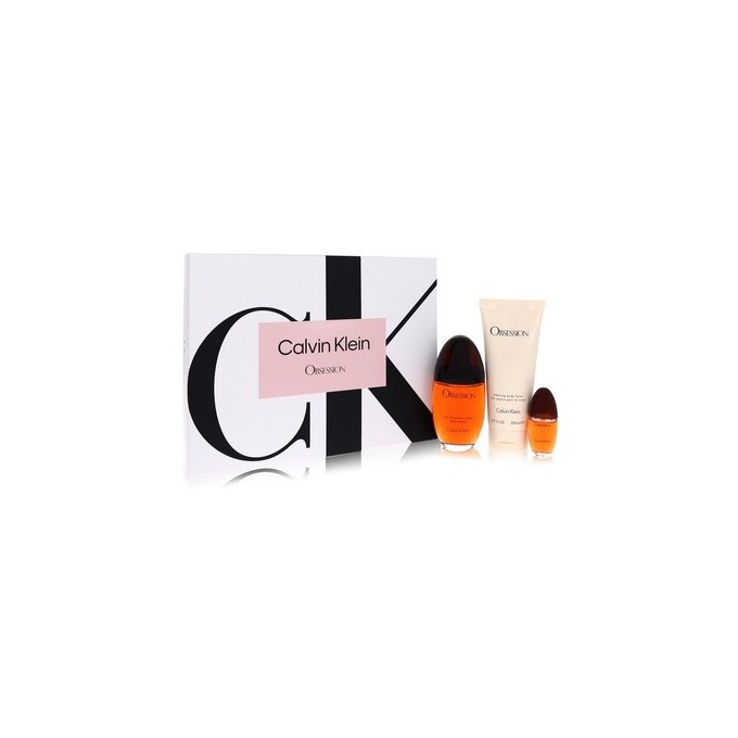 Calvin Klein Obsession Gift Set - dovanų rinkinys - EDP 100 ml, kūno losjonas 200 ml ir mini EDP 15