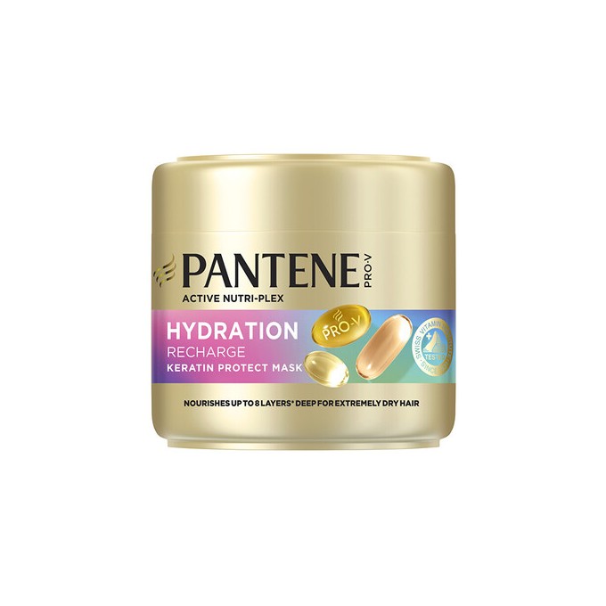 Pantene Hydration Recharge Keratin Protect Mask - drėkinamoji plaukų kaukė, 300 ml