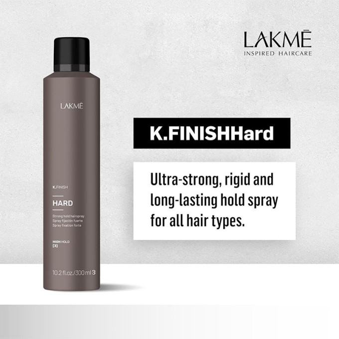 Lakmé K.Finish Hard Strong Hold Hairspray - stiprios fiksacijos plaukų lakas, 300 ml