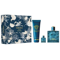 Versace Eros Eau De Parfum Gift Set - dovanų rinkinys - EDP 100 ml, mini EDP 5 ml ir dušo želė 150