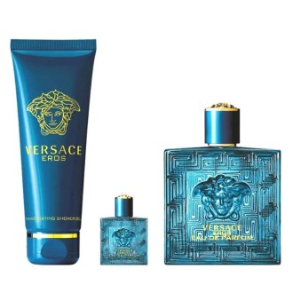 Versace Eros Eau De Parfum Gift Set - dovanų rinkinys - EDP 100 ml, mini EDP 5 ml ir dušo želė 150