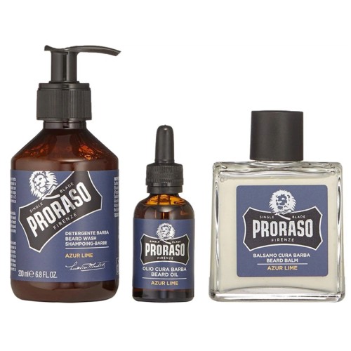 Proraso Azur Lime Beard Wash Set - dovanų rinkinys barzdos priežiūrai, 330 ml