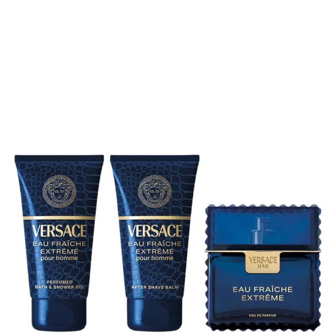 Versace Man Eau Fraiche Extreme Gift Set - dovanų rinkinys - EDP 50 ml, dušo želė 50 ml ir balzamas