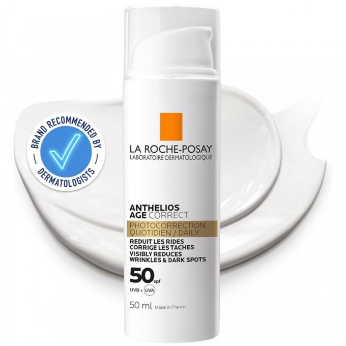 La Roche-Posay Anthelios Age Correct Cream SPF50 - kasdienis veido kremas su SPF50, 50 ml