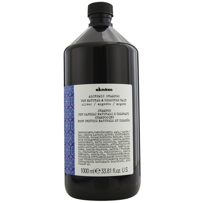 Davines Alchemic Shampoo For Natural & Coloured Hair Silver - šampūnas plaukų spalvai paryškinti