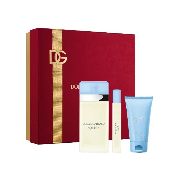 Dolce Gabbana Light Blue dovanų rinkinys EDT 100 ml, kūno kremas Light Blue 50 ml ir miniatiūrinis