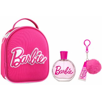 FRAGRANCES FOR CHILDREN Barbie Gift Set EDT 100 ml, lesk na rty s přívěškem a batoh 100ml