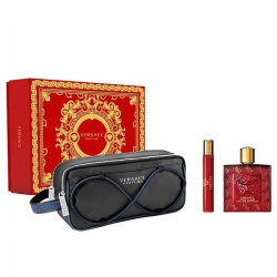 Versace Eros Flame Gift Set - dovanų rinkinys vyrams - EDP 100 ml, mini EDP 10 ml ir kosmetinė