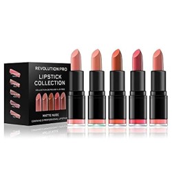 Makeup Revolution Matte Nude Lipstick Collection (5 vnt.) - Set of five lipsticks, 3.2 g