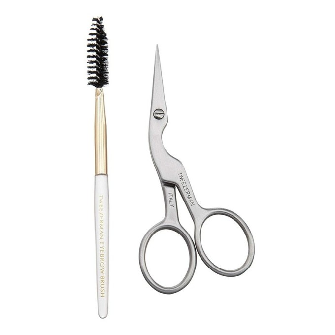 Tweezerman Brow Shaping Scissors & Brush Stainless Steel - žirklės ir šepetėlis antakiams