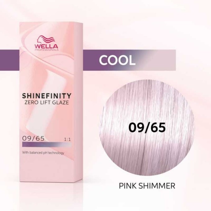 Wella Professional Shinefinity Zero Lift Glaze - plaukų dažai, 60 ml - 09/65 Pink Shimmer
