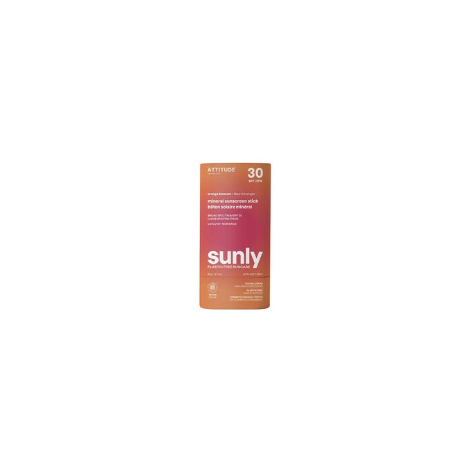 Attitude Orange Blossom Sunly Mineral Sunscreen Stick SPF 30 - mineralinis pieštukas nuo saulės