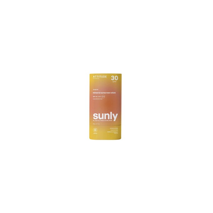 Attitude Tropical Sunly Mineral Sunscreen Stick SPF 30 - mineralinis apsauginis pieštukas kūnui, 60