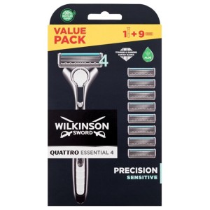 Wilkinson Sword Quattro Titanium Sensitive Set - Shaver with one head + spare head (8 pcs)