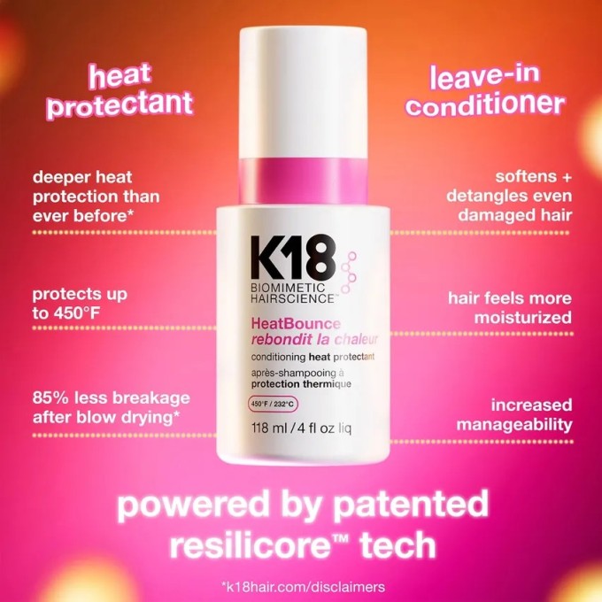 K18 HeatBounce Conditioning Heat Protectant - kondicionierius su apsauga nuo karščio, 118 ml